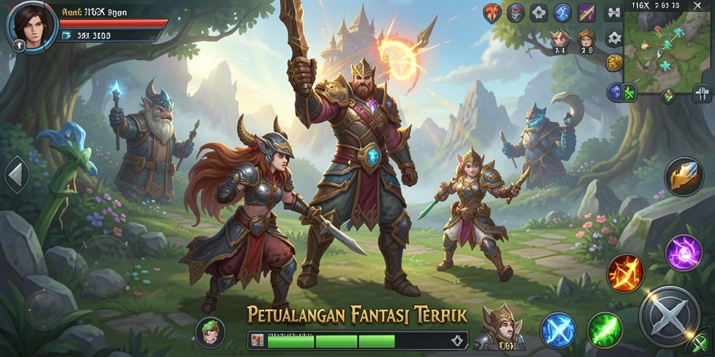 Tampilan menakjubkan dari gameplay 116X di dunia fantasi.