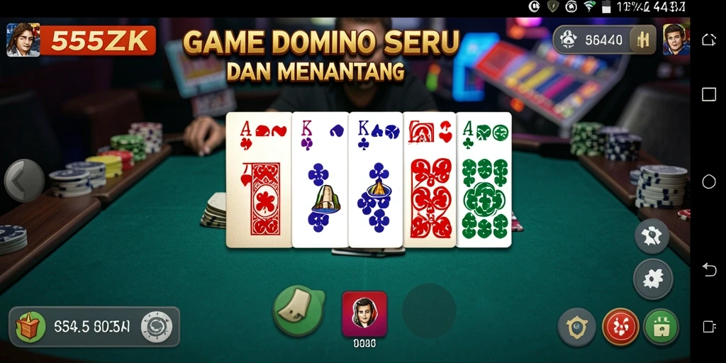Tampilan gameplay seru dari 555ZK saat bermain Domino.