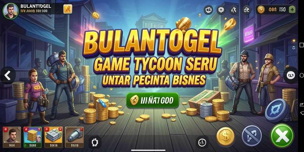 Tangkapan layar utama BULANTOGEL menampilkan berbagai aspek gameplay Tycoon.