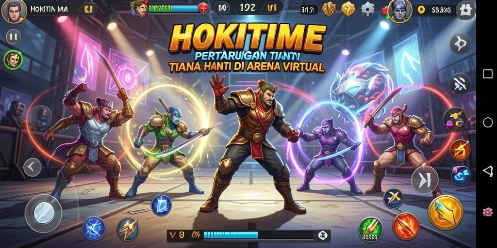 Tangkapan layar HOKITIME yang menunjukkan aksi bertarung yang dinamis.
