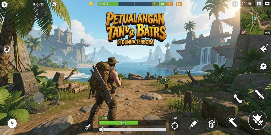 Screenshot gameplay ID678 yang menampilkan petualangan di dunia terbuka.