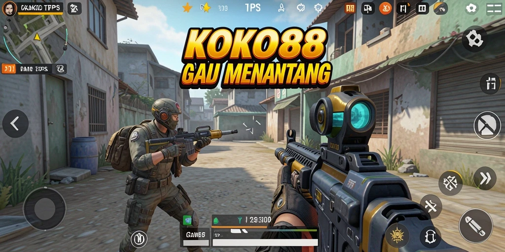 Screenshot KOKO88 menunjukkan aksi gameplay TPS yang intens.
