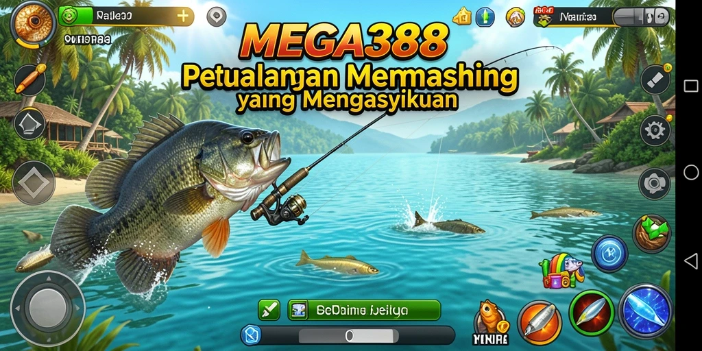 Tampilan gameplay mendebarkan di dalam <strong>MEGA388</strong> saat menangkap ikan besar.