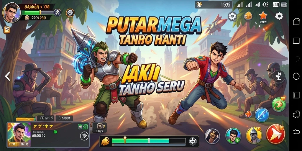 Screenshot PUTARMEGA menampilkan aksi intens dengan efek grafis yang menakjubkan.