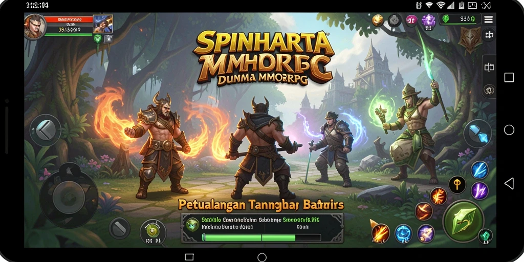 Screenshot SPINHARTA memperlihatkan aksi seru dalam pertempuran MMORPG.