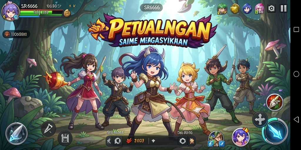 Screenshot dari gameplay SR6666 yang menampilkan aksi karakter Anime.