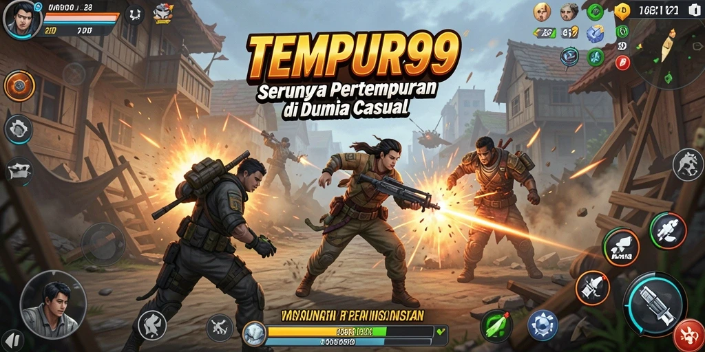 Tangkapan layar TEMPUR99 menunjukkan asyiknya gameplay pertempuran yang santai.
