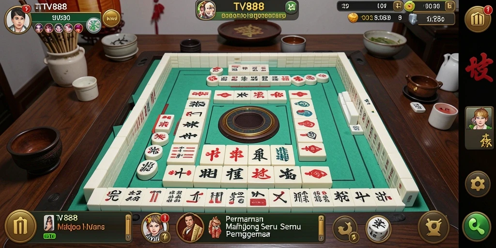 Screenshot TV888 menampilkan gameplay Mahjong yang menarik.