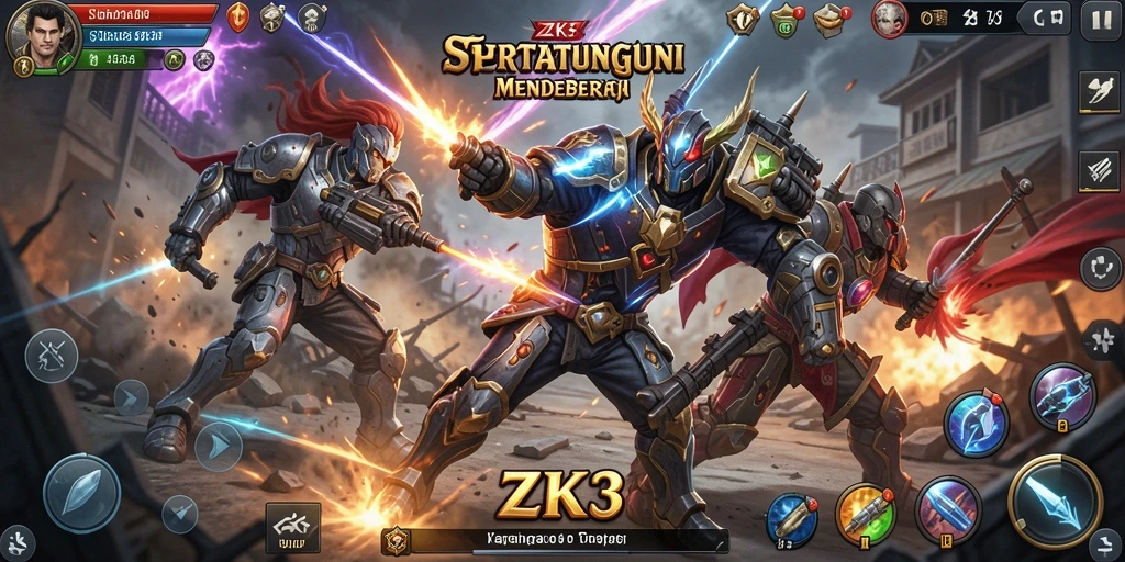Gambaran visual menarik dari gameplay strategi ZK3.